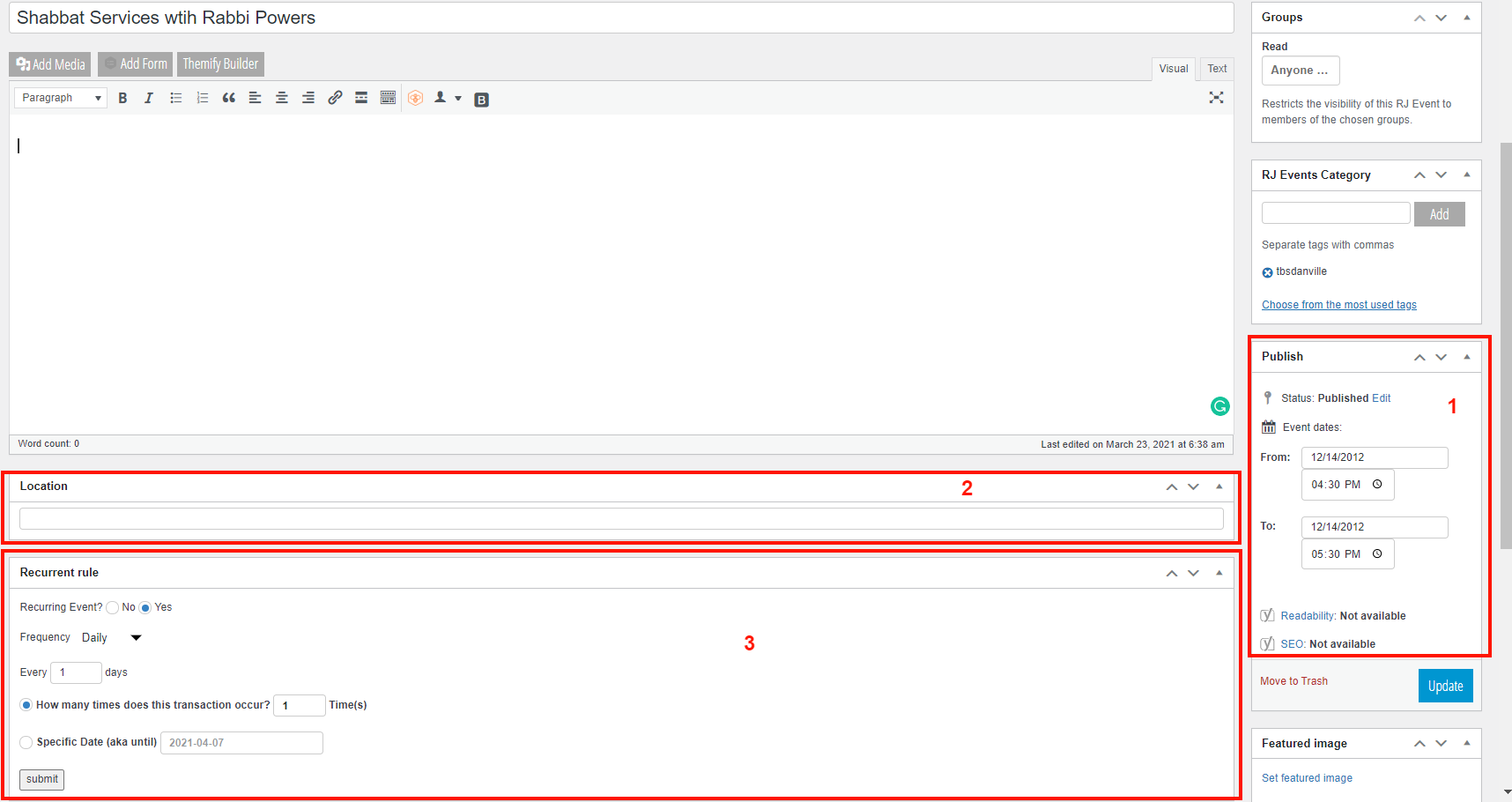 How to Edit an Event in WordPress – Welcome to RJ Web Builder 3.0!